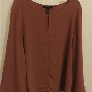 Burnt Orange Bell Sleeve Blouse